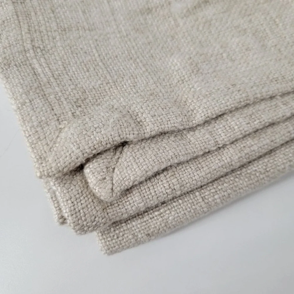Karma Solid Dinner Napkins Linen Blend Set of 2 Beige Tan 18x18 inches